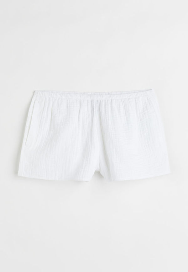 H & M - Strukturvävda shorts - Vit