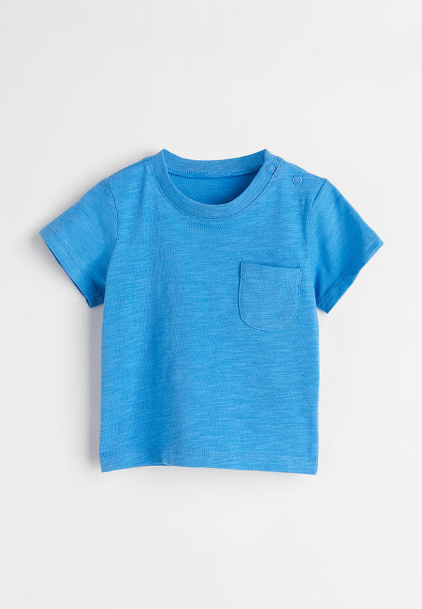 H & M - T-shirt i bomullstrikå - Blå