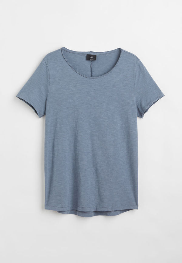 H & M - T-shirt med råa kanter - Blå