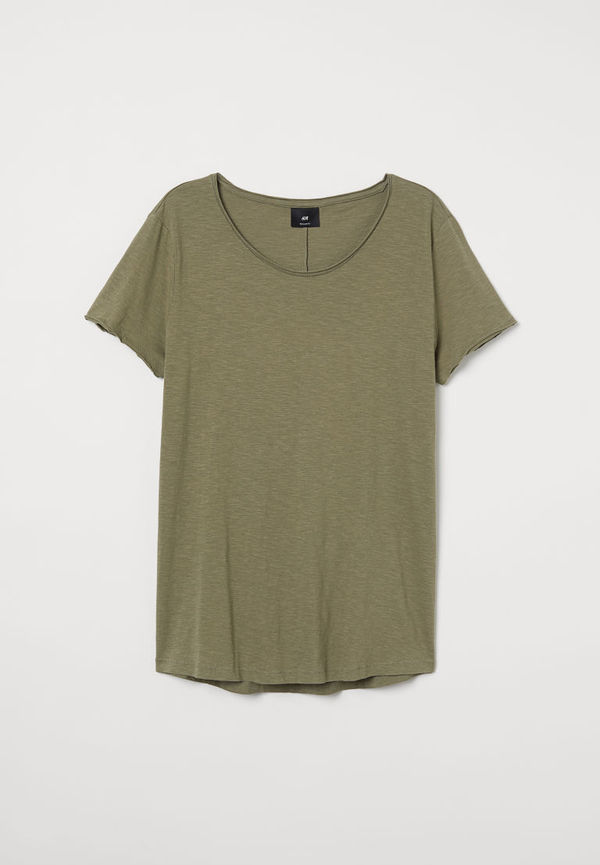 H & M - T-shirt med råa kanter - Grön