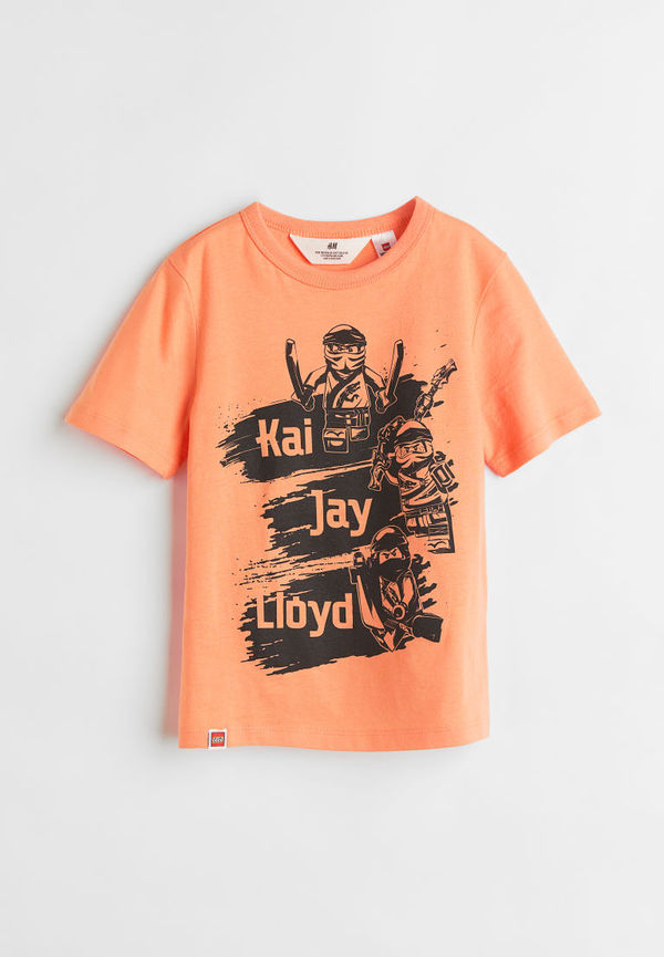 H & M - T-shirt med tryck - Orange