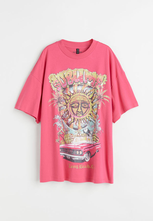 H & M - T-shirt med tryck - Rosa