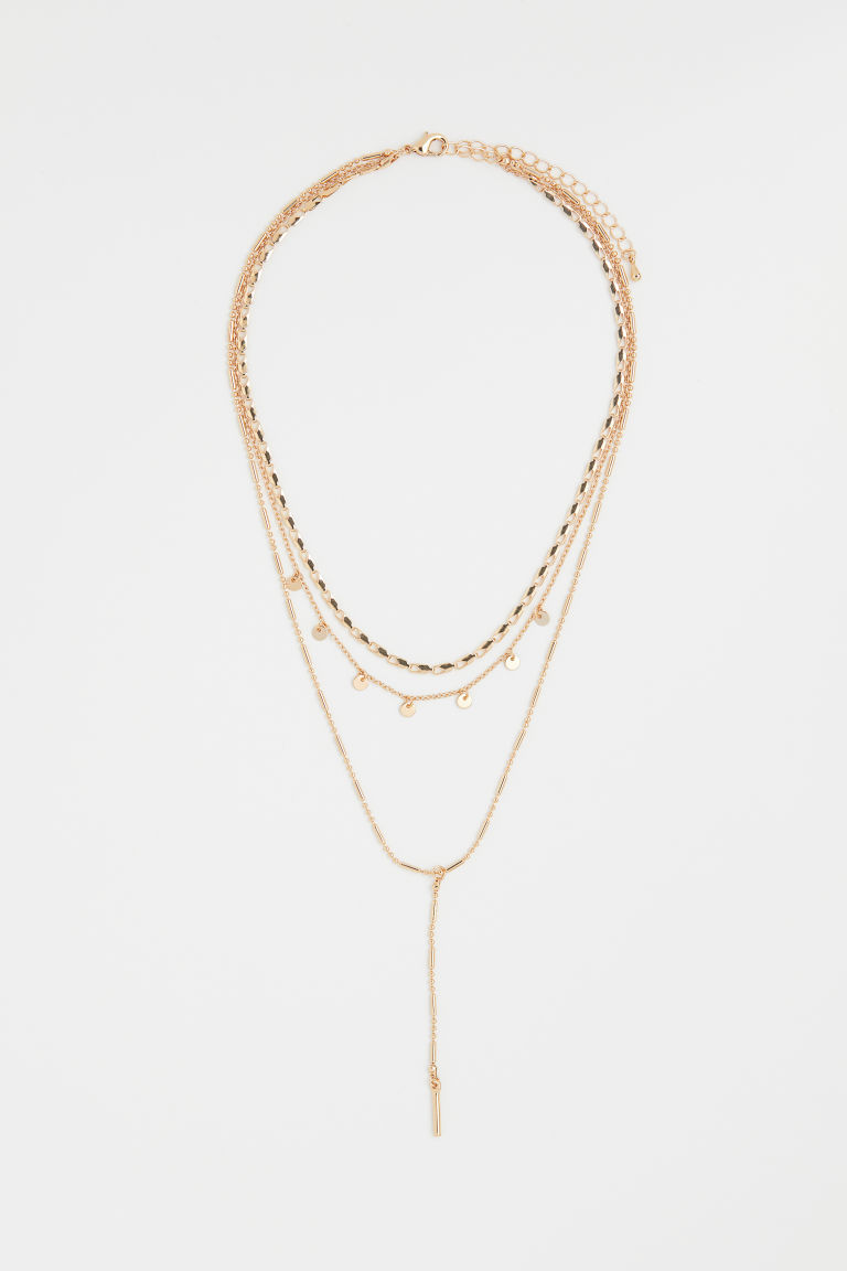 H & M - Treradigt halsband med hängen - Guld