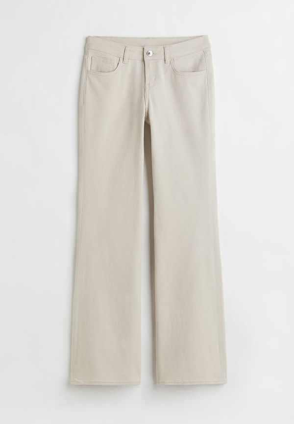 H & M - Utsvängd twillbyxa Low Waist - Beige