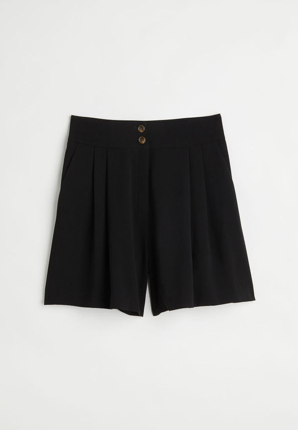 H & M - Wide linen-blend shorts - Svart