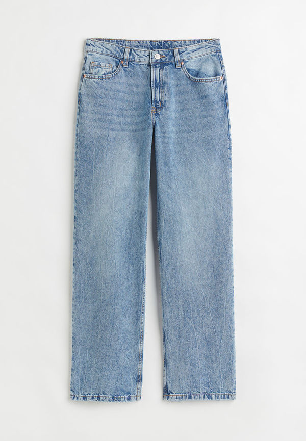 H & M - Wide Low Waist Jeans - Blå