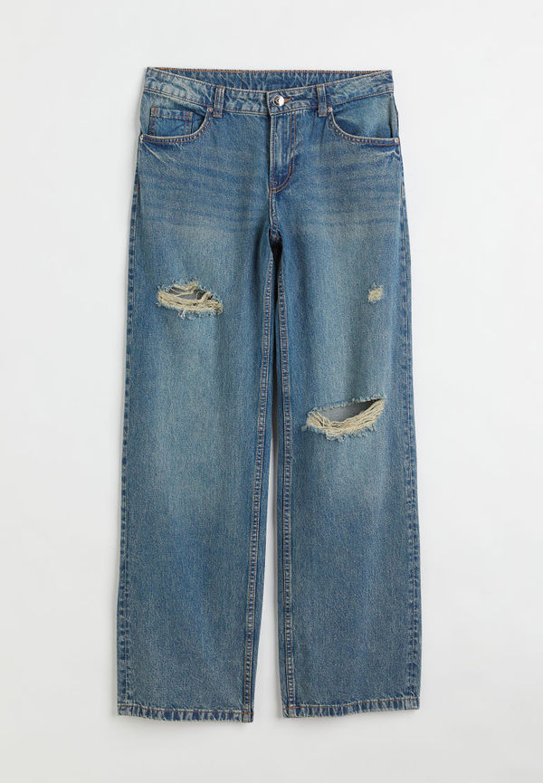 H & M - Wide Low Waist Jeans - Blå