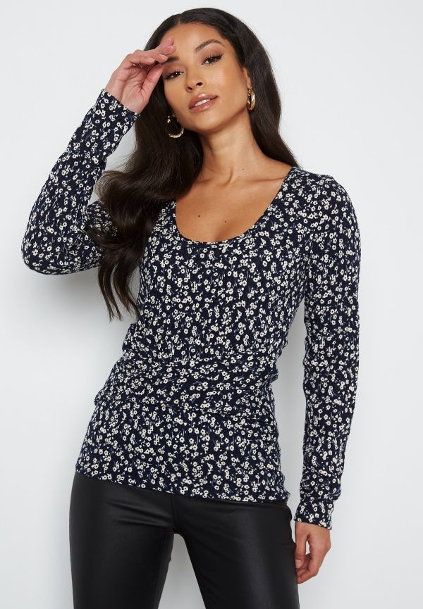Happy Holly Ziva twisted top Dark blue / Floral 40/42