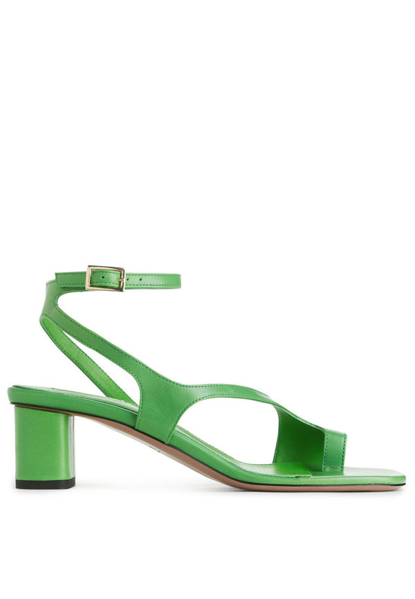 Heeled Leather Sandals - Green
