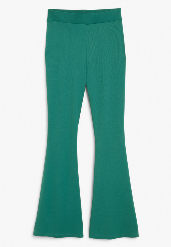 High-waist flared trousers - Green