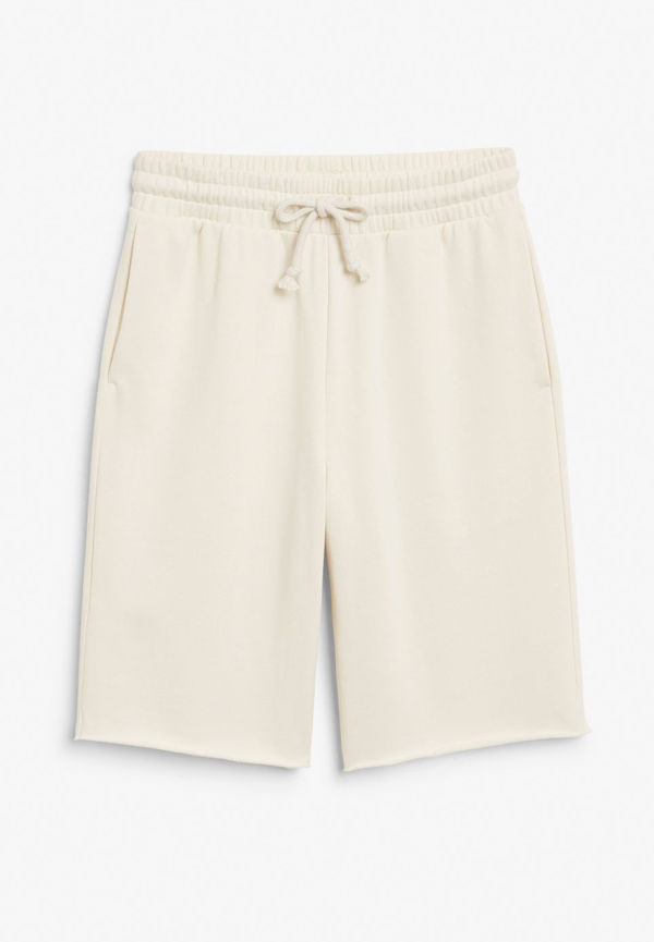 High-waist sweat shorts - White