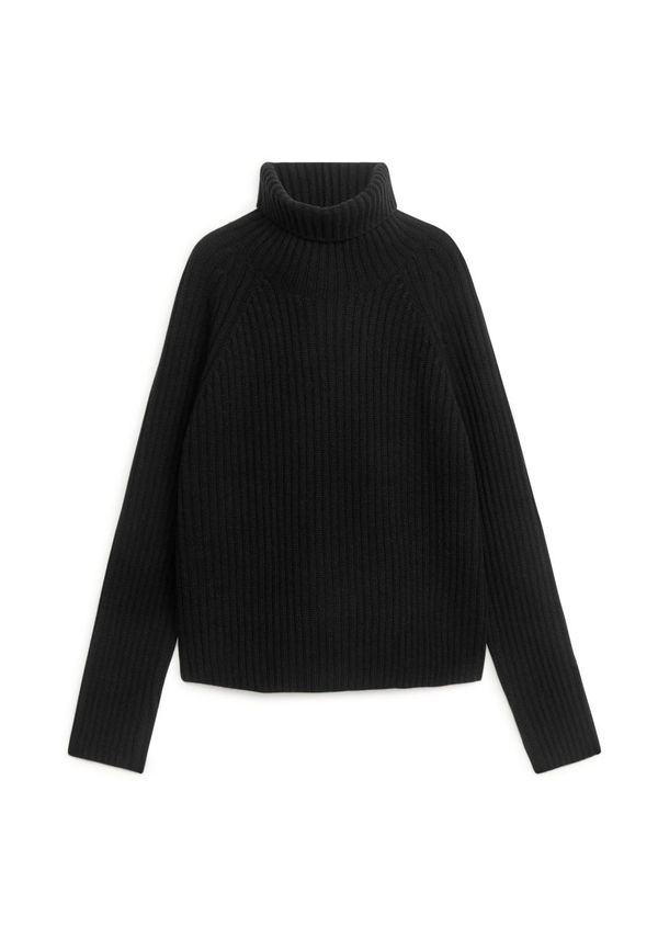 High Neck Cashmere Blend Jumper - Black