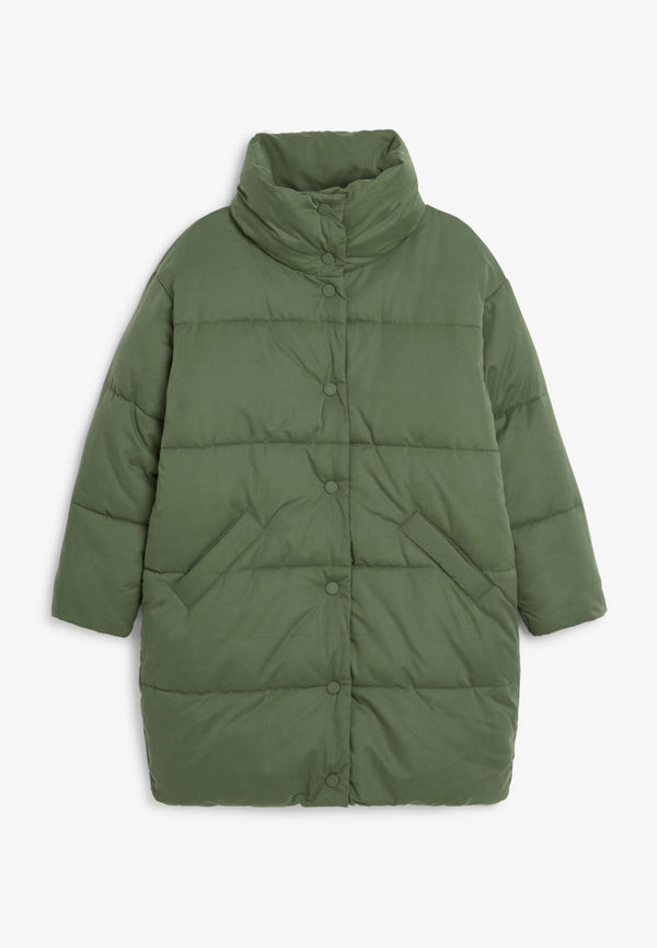 High neck puffer coat - Green