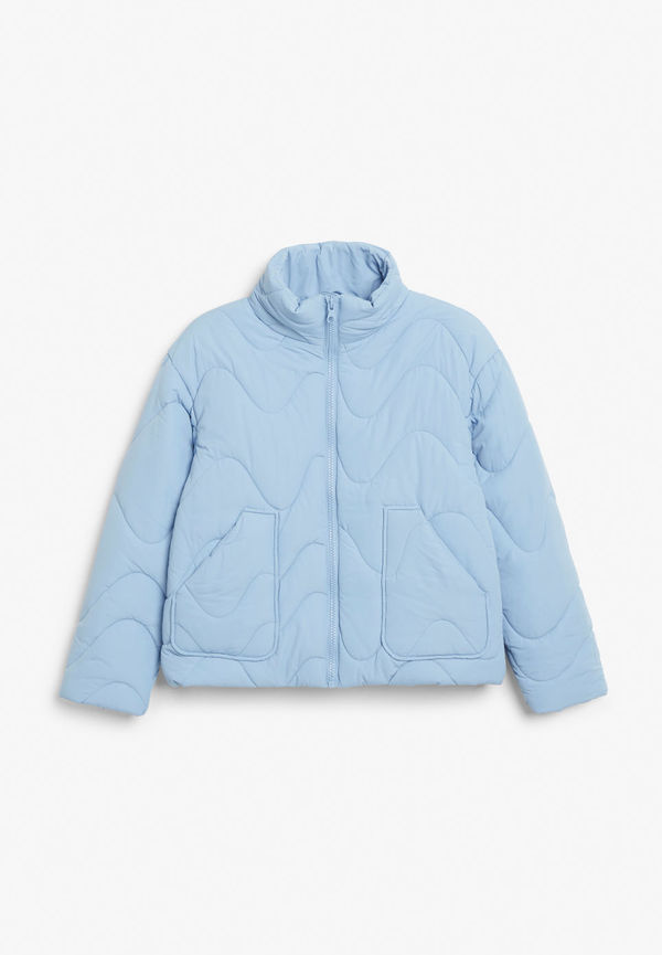 High neck quilt jacket - Blue