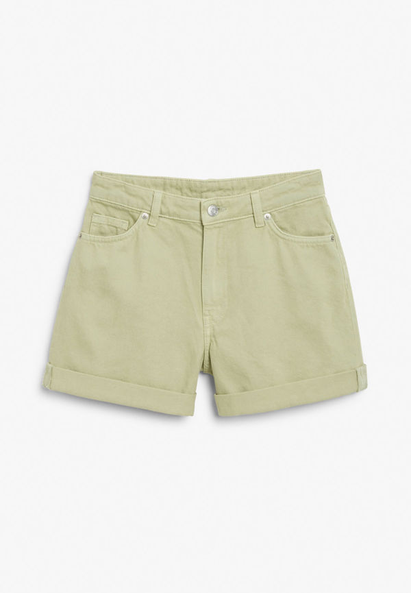 High waist denim shorts - Green