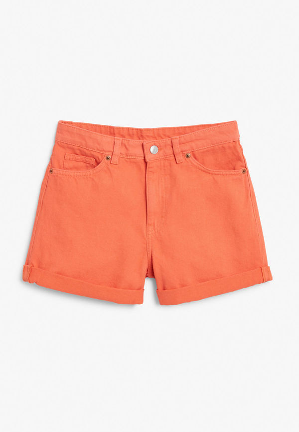 High waist denim shorts - Orange