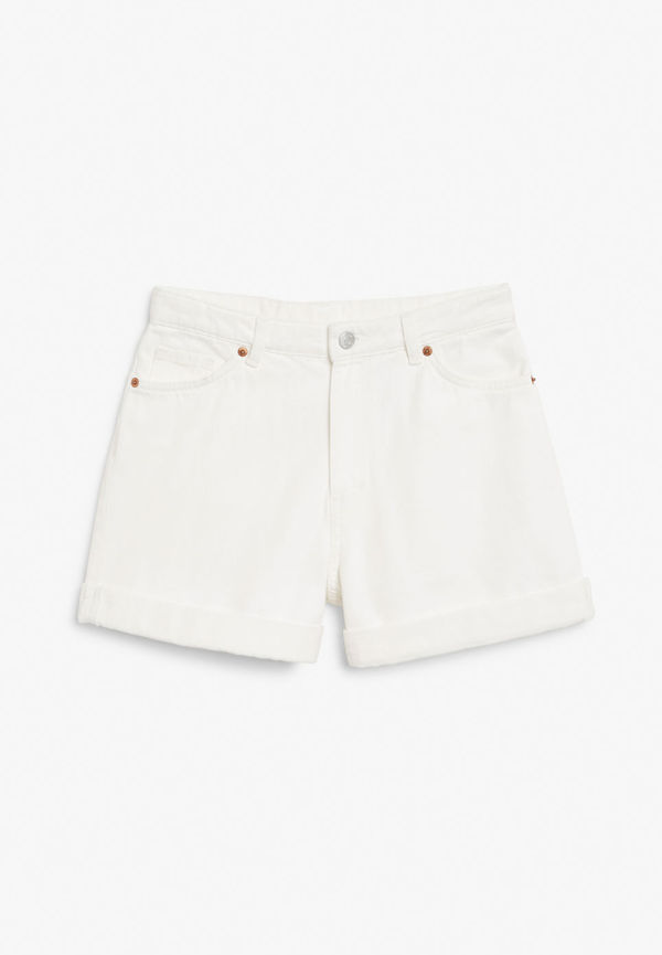 High waist denim shorts - White