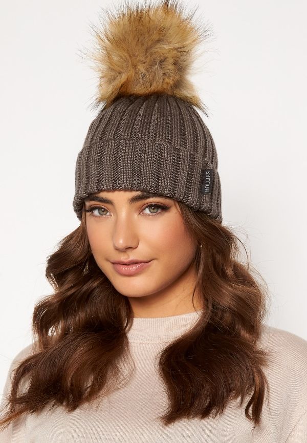 Hollies PomPom Classic Hat Taupe/Natural One size