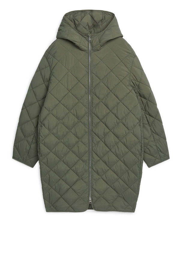 Hooded Quilt Jacket - Green
