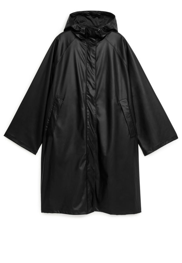 Hooded Rain Coat - Black