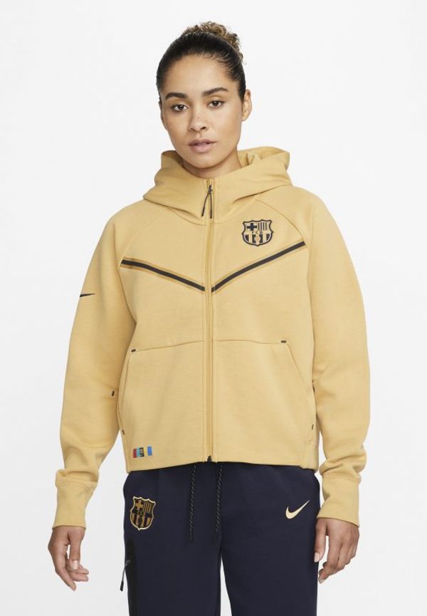 Huvtröja med hel dragkedja FC Barcelona Tech Fleece Windrunner för kvinnor - Brun
