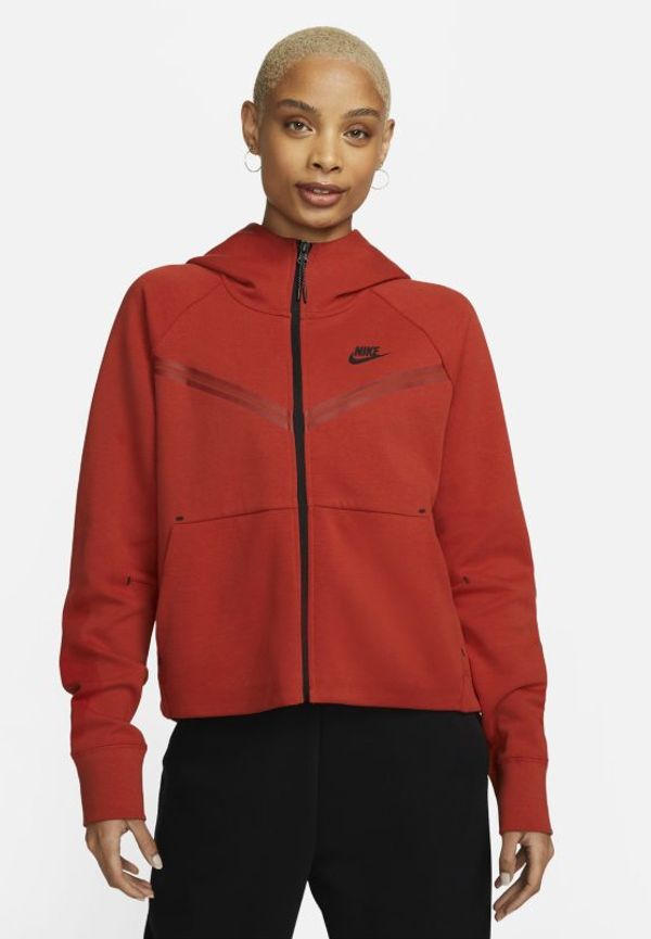 Huvtröja med hel dragkedja Nike Sportswear Tech Fleece Windrunner för kvinnor - Röd