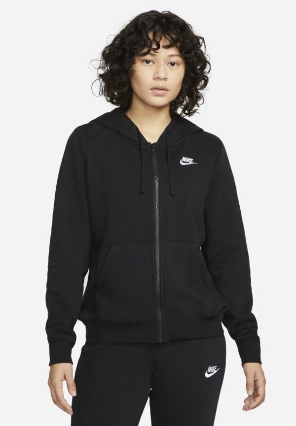 Huvtröja Nike Sportswear Club Fleece med hel dragkedja för kvinnor - Svart