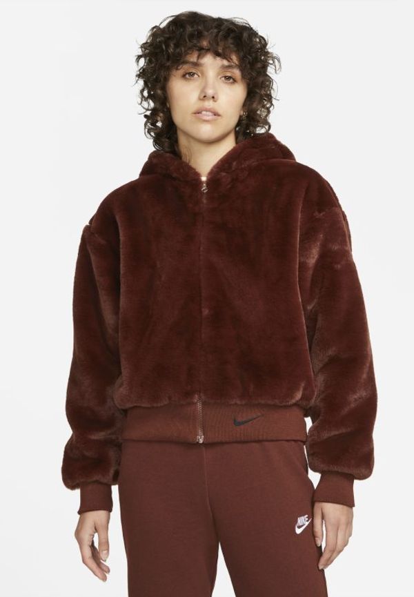 Jacka i fuskpäls Nike Sportswear Essentials för kvinnor - Brun