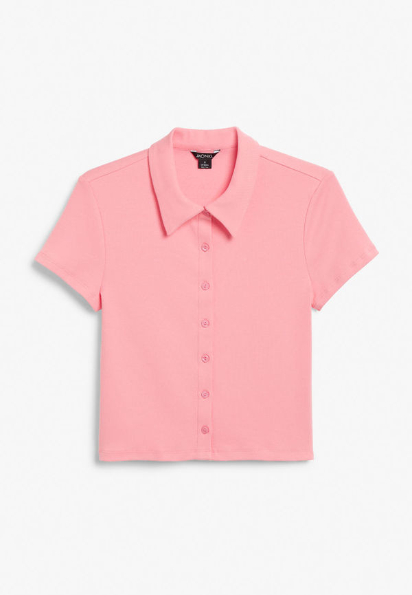 Jersey button-up shirt - Pink