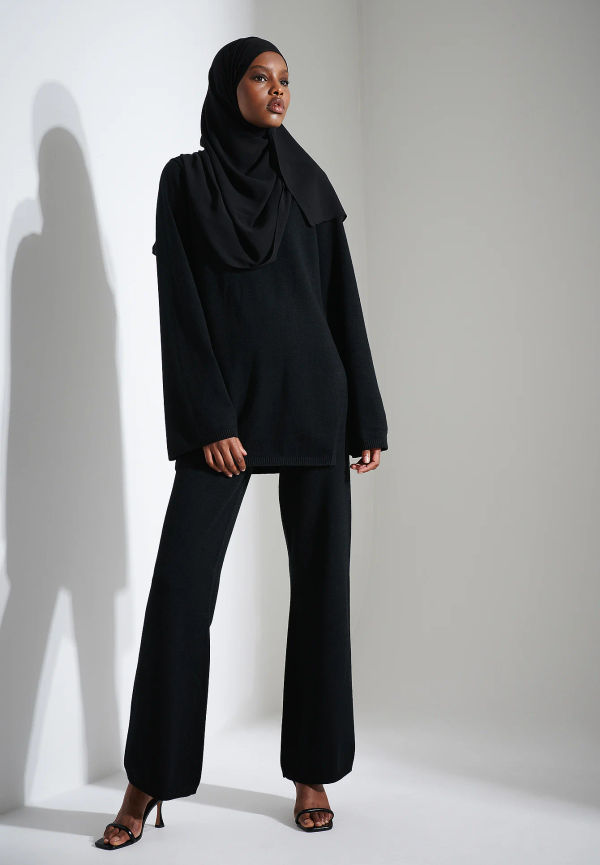 Khaoula x NA-KD Raka stickade byxor - Black