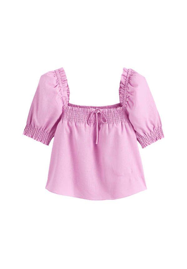 La Redoute - Blus med fyrkantig halsringning och kort ärm - Rosa