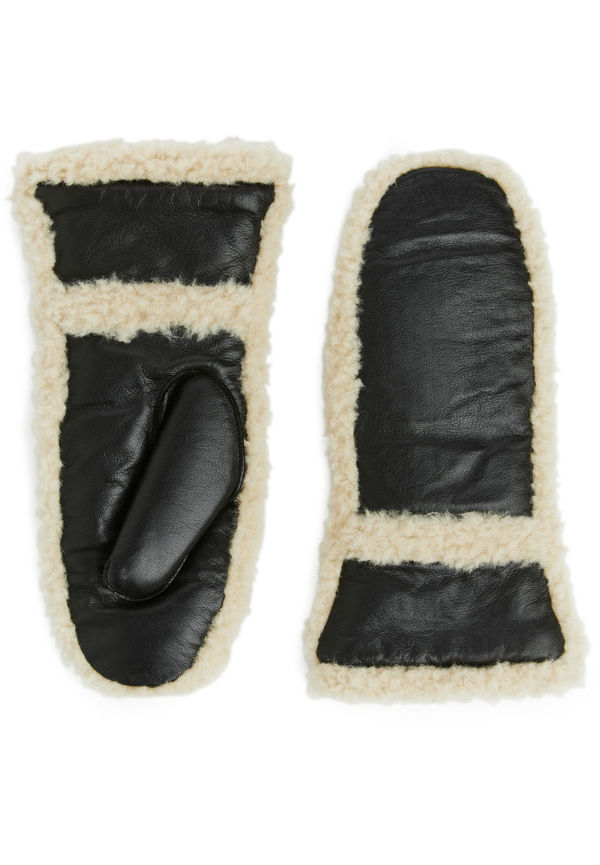 Leather Mittens - Black