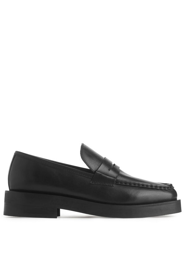Leather Penny Loafers - Black