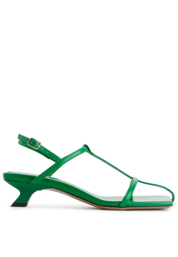 Leather Strap Sandals - Green