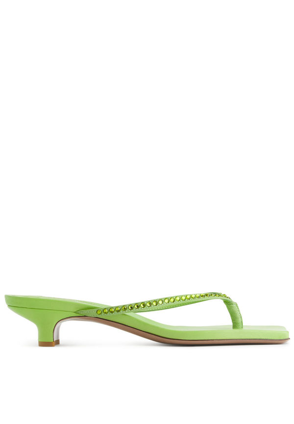 Leather Thong Sandals - Green