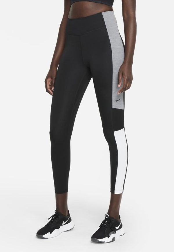 Leggings i 7/8-längd Nike Dri-FIT One med medelhög midja och färgblock för kvinnor - Svart