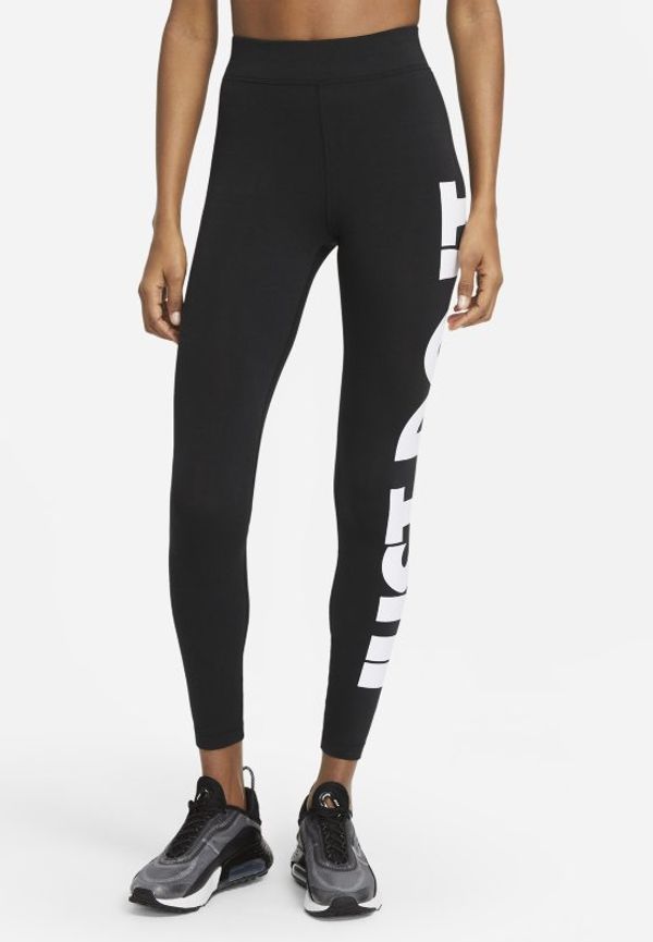 Leggings med hög midja och tryck Nike Sportswear Essential för kvinnor - Svart