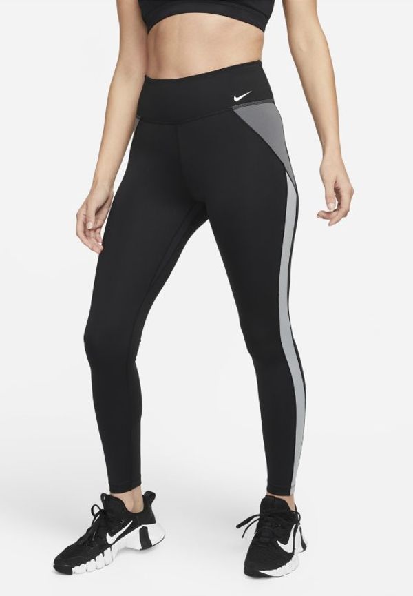 Leggings Nike One Dri-FIT med mellanhög midja och färgblock för kvinnor - Svart