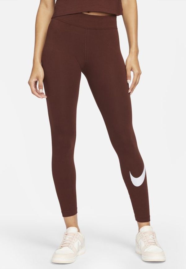 Leggings Nike Sportswear Essential Swoosh med medelhög midja för kvinnor - Brun