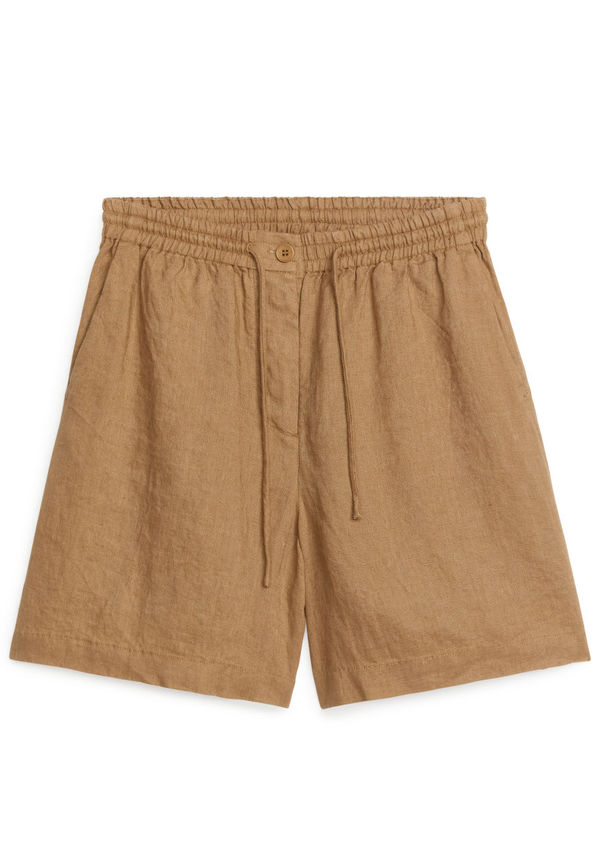 Linen Drawstring Shorts - Beige