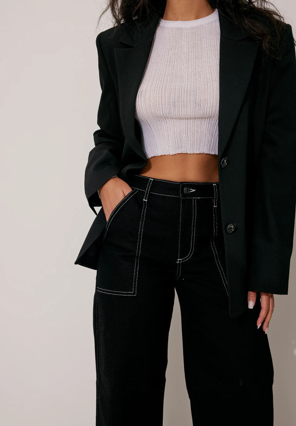 Lisa & Lena for NA-KD Denim med sömdetalj - Black