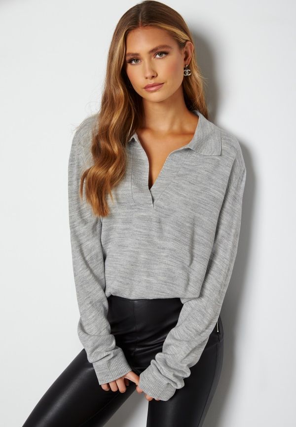 Lojsan Wallin x BUBBLEROOM Collar sweater Grey melange XXL