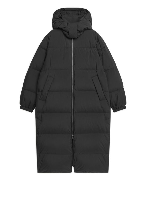 Long Down Puffer Coat - Black