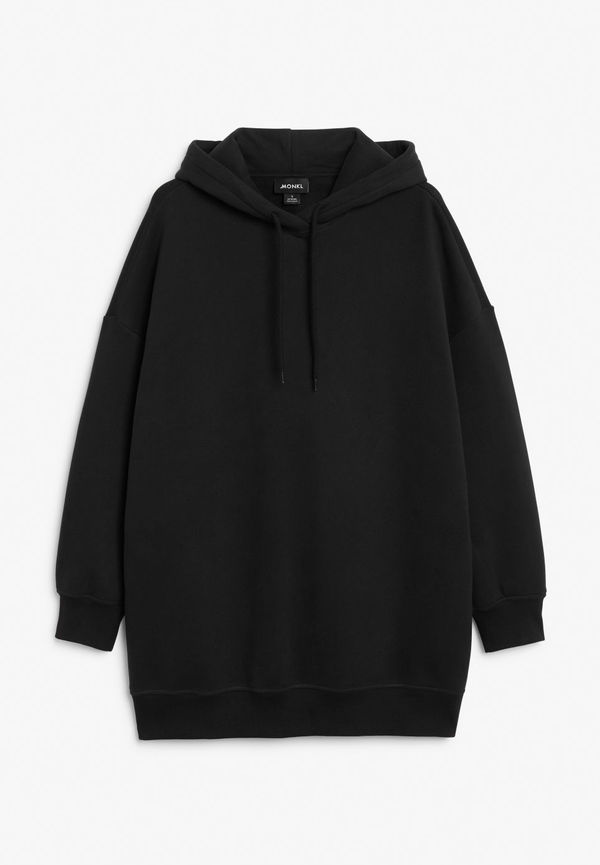 Long drawstring hoodie - Black