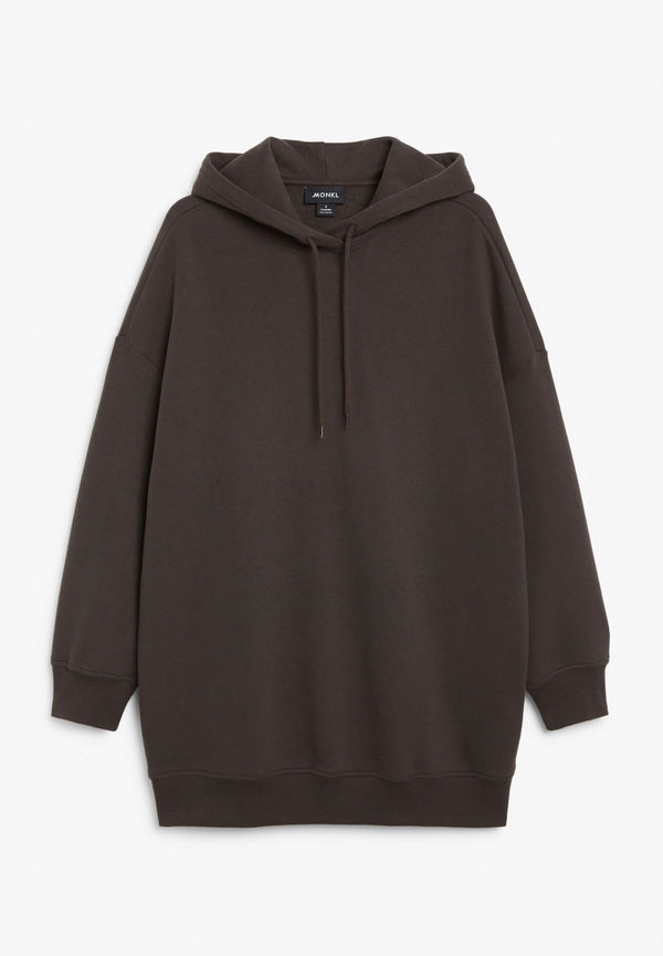 Long drawstring hoodie - Brown