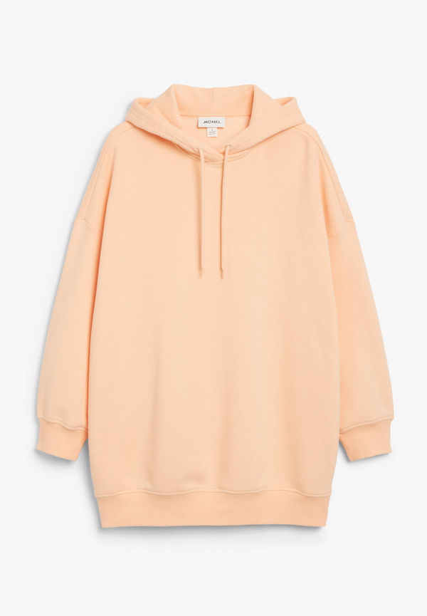 Long drawstring hoodie - Orange