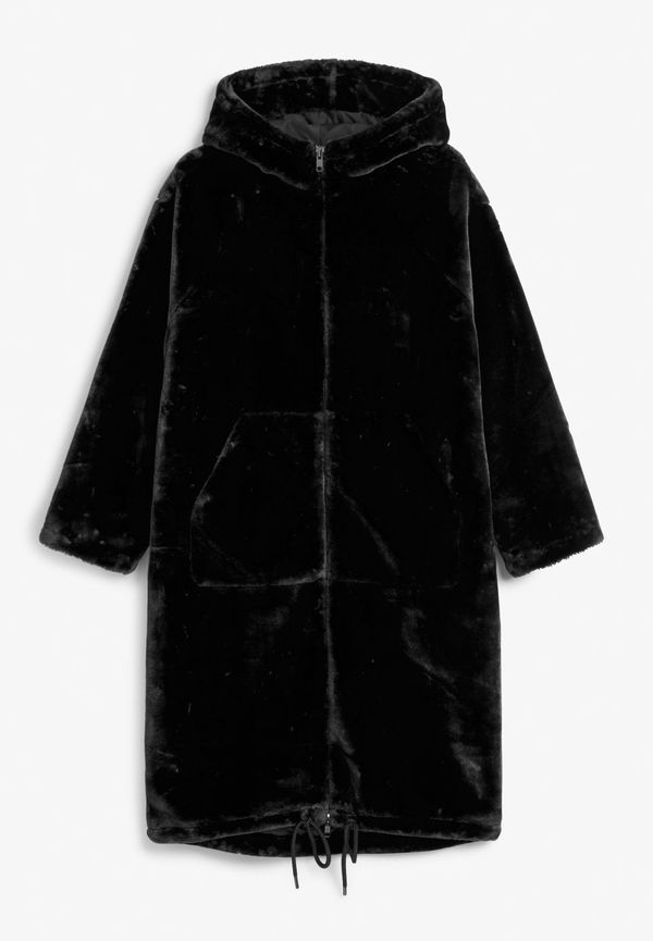 Long faux fur coat - Black