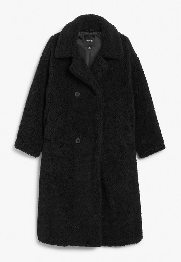 Long teddy coat - Black