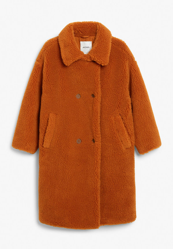 Long teddy coat - Orange