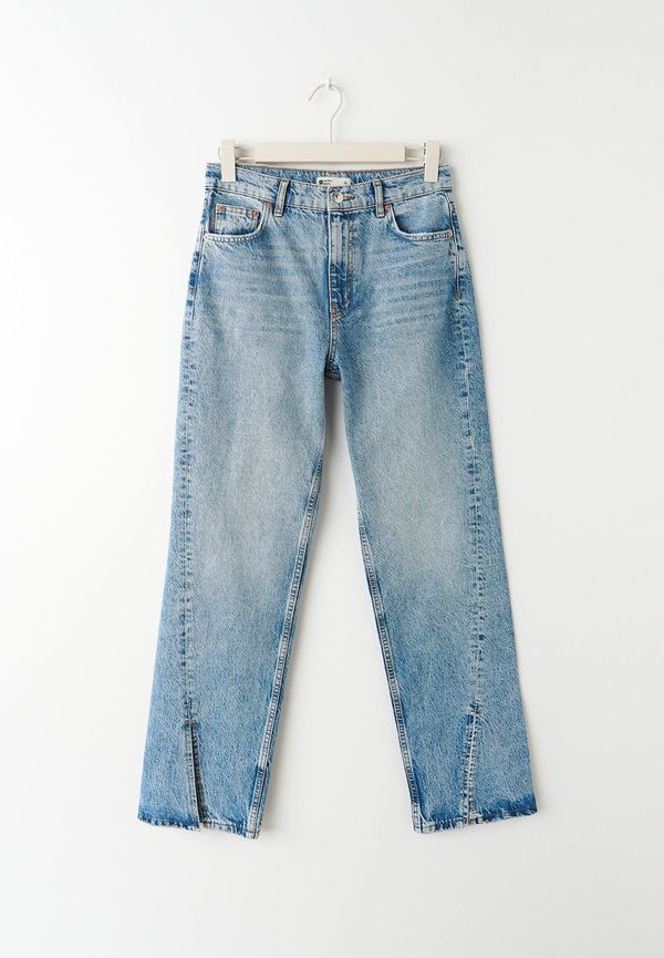 Long wide petite slit jeans